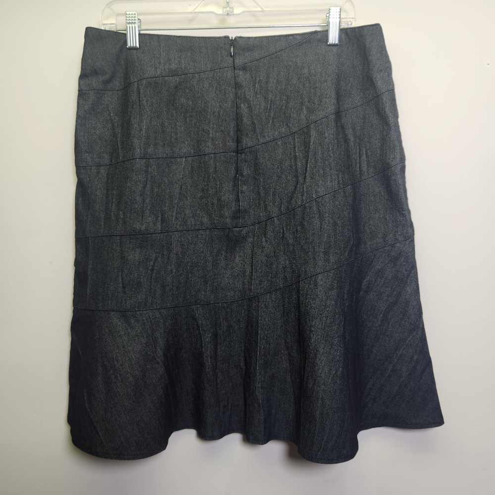 Vtg Sandro Sportswear Women's Denim Midi Skirt Sz 12 Dark Wash A-Line Buttons - Picture 2 of 10